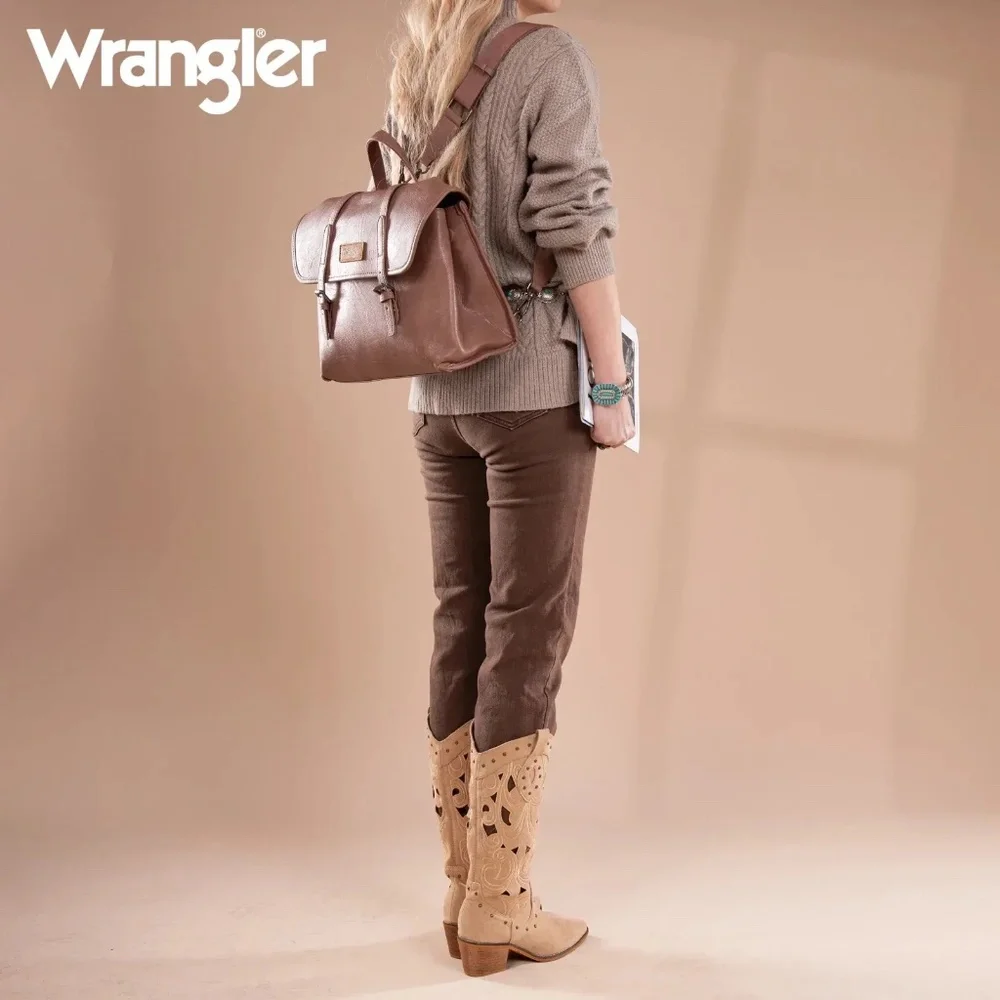 Wrangler Top Handle Carry Satchel/Laptop Bag/Backpack/Crossbody Dark Pink